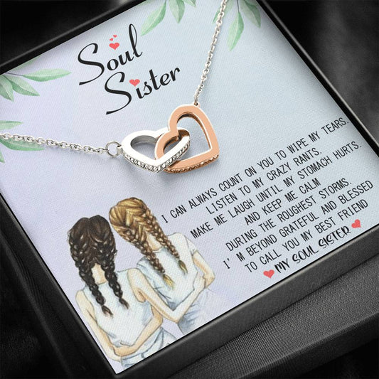 Soul Sister - Beyond Blessed To Call You My Best Friend | Beautiful 14k Gold Forever Family Locked Hearts