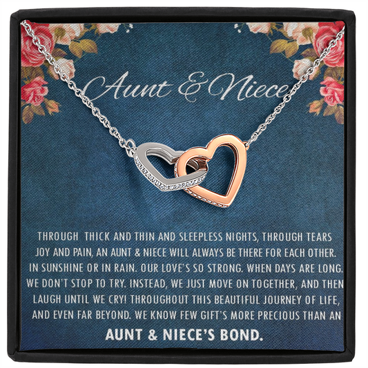Aunt & Niece - Beautiful Journey of Life | Beautiful 14k Gold Forever Family Locked Hearts