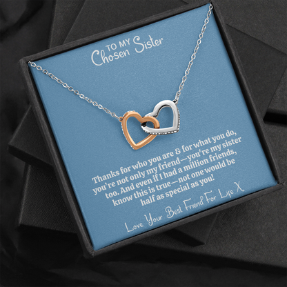 No Friend As Special As You - Best Friend Necklace | Chosen Sister | Interlocking Hearts Unbreakable Bond Necklace and Gift Box