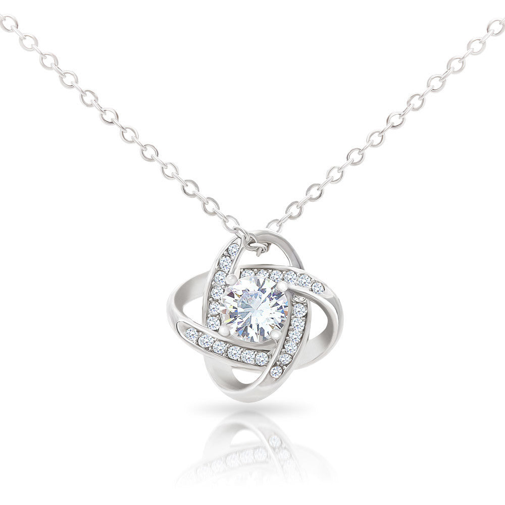 To My Granddaughter - Carry Me in Your Heart | 14k White Gold Knot Necklace