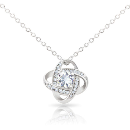 To My Granddaughter - Carry Me in Your Heart | 14k White Gold Knot Necklace