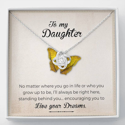 To My Daughter - Live Your Dreams | Artisan Crafted 14k Gold Family Knot Necklace