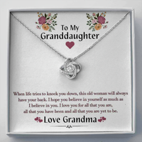 To My Grand Daughter - When Life Tries To Knock You Down | Artisan Crafted 14k Brilliant Gold Family Knot Necklace