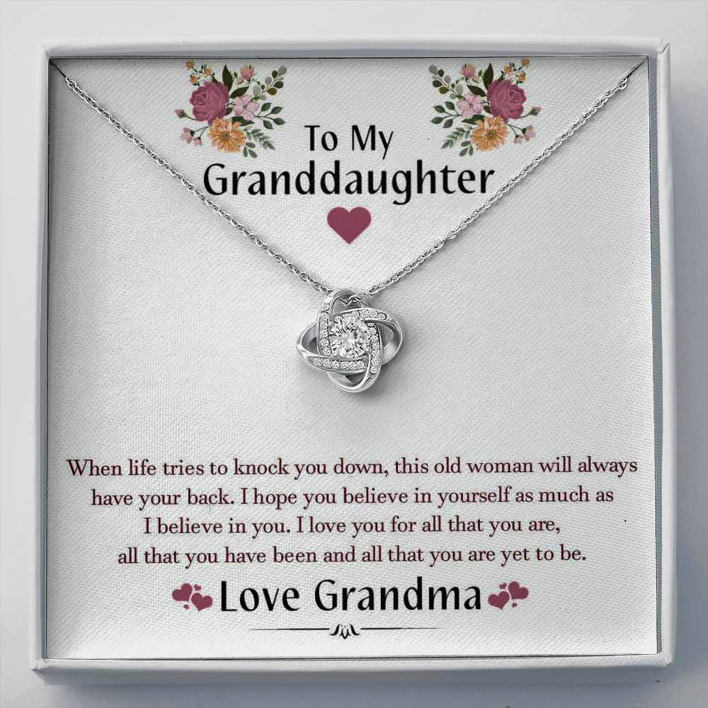 To My Grand Daughter - When Life Tries To Knock You Down | Artisan Crafted 14k Brilliant Gold Family Knot Necklace