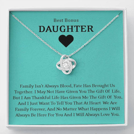 Best Bonus Daughter  - Fate Has Brought Us Together | Artisan Crafted 14k Brilliant Gold Family Knot Necklace