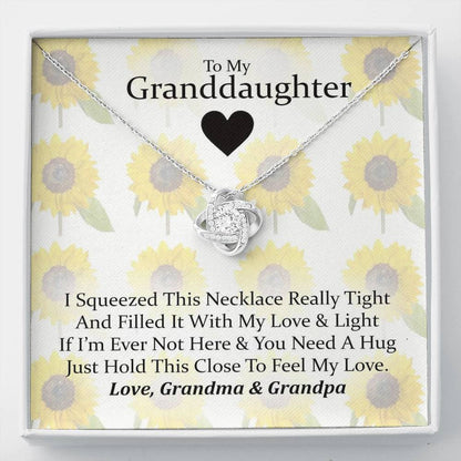To My Grand Daughter - If I'm Ever Not Here (Love Grandma & Grandpa) | Artisan Crafted 14k Brilliant Gold Family Knot Necklace