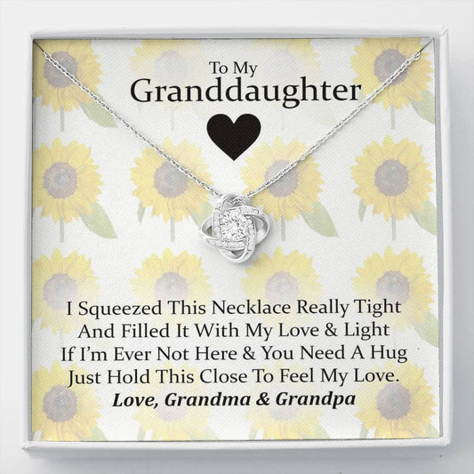 To My Grand Daughter - If I'm Ever Not Here (Love Grandma & Grandpa) | Artisan Crafted 14k Brilliant Gold Family Knot Necklace