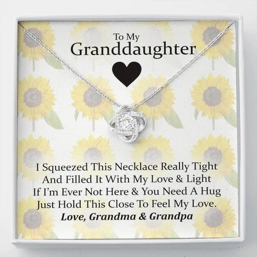 To My Grand Daughter - If I'm Ever Not Here (Love Grandma & Grandpa) | Artisan Crafted 14k Brilliant Gold Family Knot Necklace Standard Box