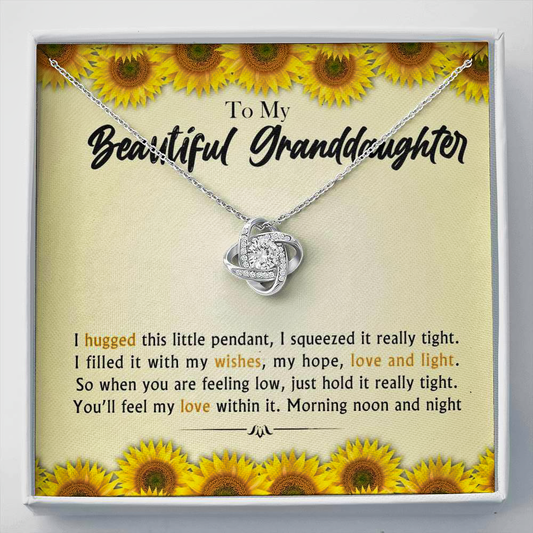 To My Beautiful Grand Daughter -  When You Are Feeling Low | Artisan 14K White Gold Family Knot Necklace