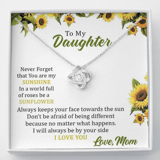 To My Daughter - You Are My Sunshine ( Love, Mom) | Artisan Crafted 14k Brilliant Gold Family Knot Necklace