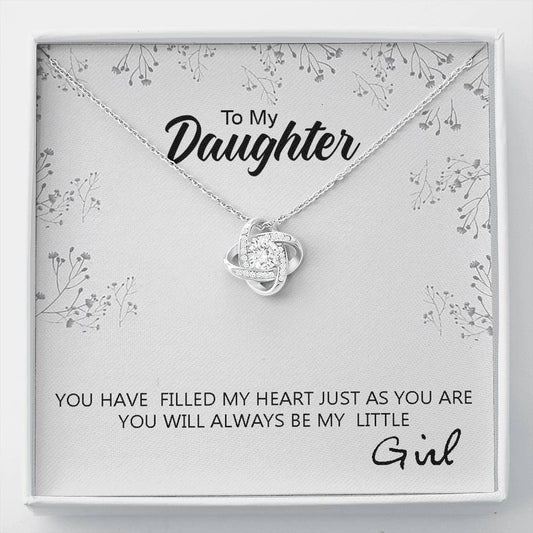 To My Daughter - Always Be My Little Girl | Artisan Crafted 14k Brilliant Gold Family Knot Necklace