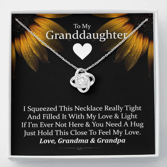 To My Grand Daughter (Love Grandma & Grandpa) | Handcrafted 14k Stunning Gold Family Knot Necklace