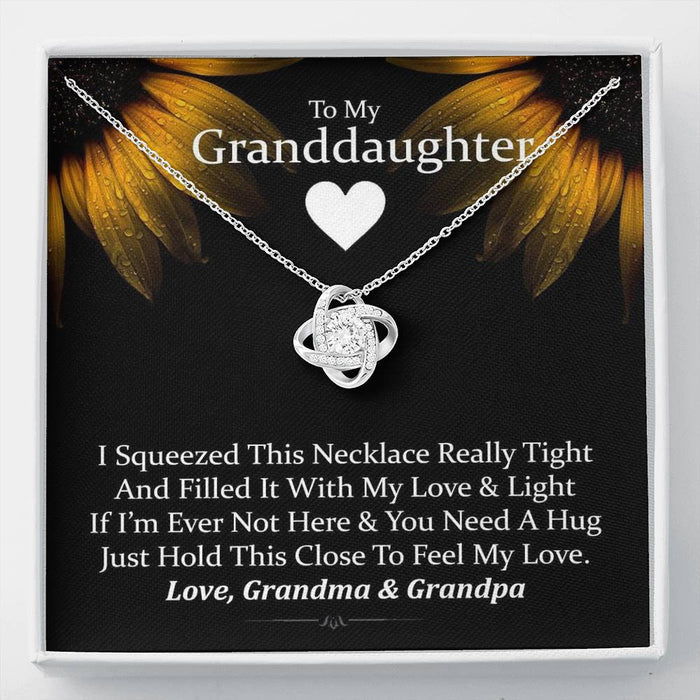 To My Grand Daughter (Love Grandma & Grandpa) | Handcrafted 14k Stunning Gold Family Knot Necklace Standard Box