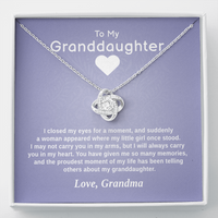 To My Granddaughter - Carry Me in Your Heart | 14k White Gold Knot Necklace