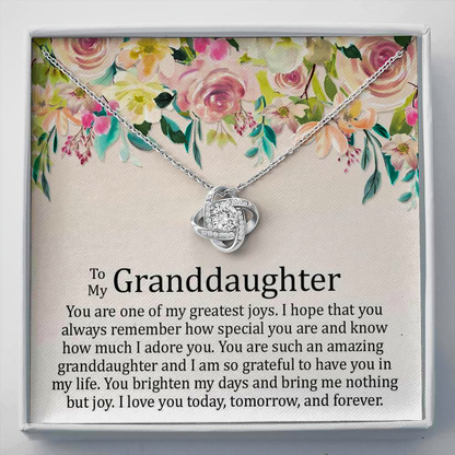 To My Grand Daughter - One Of My Greatest Joys | Artisan Crafted 14k Gold Family Knot Necklace
