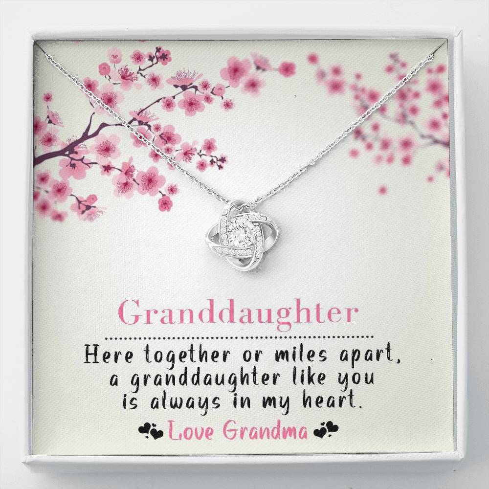 To My Grand Daughter - Here Together Or Miles Apart | Artisan Crafted 14k Brilliant Gold Family Knot Necklace