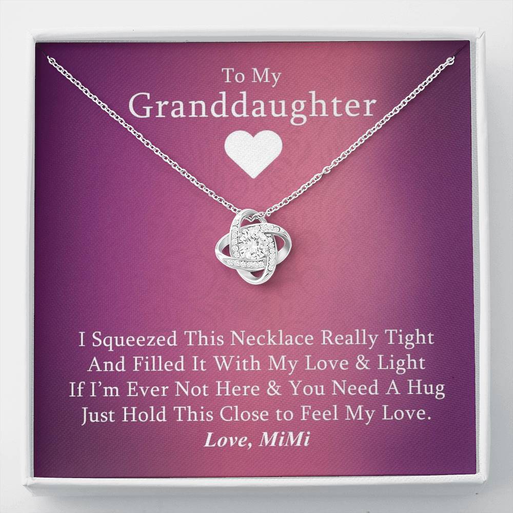 To My Grand Daughter - If You Need A Hug (Love Mimi) | Artisan Crafted 14k Gold Family Knot Necklace