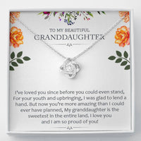 To My Grand Daughter - I Am So Proud of You | Handcrafted Artisan 14k Brilliant Gold Family Knot Necklace