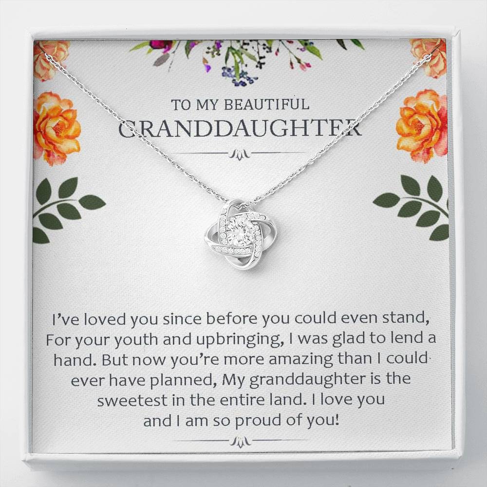 To My Grand Daughter - I Am So Proud of You | Handcrafted Artisan 14k Brilliant Gold Family Knot Necklace