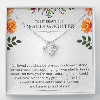 To My Grand Daughter - I Am So Proud of You | Handcrafted Artisan 14k Brilliant Gold Family Knot Necklace