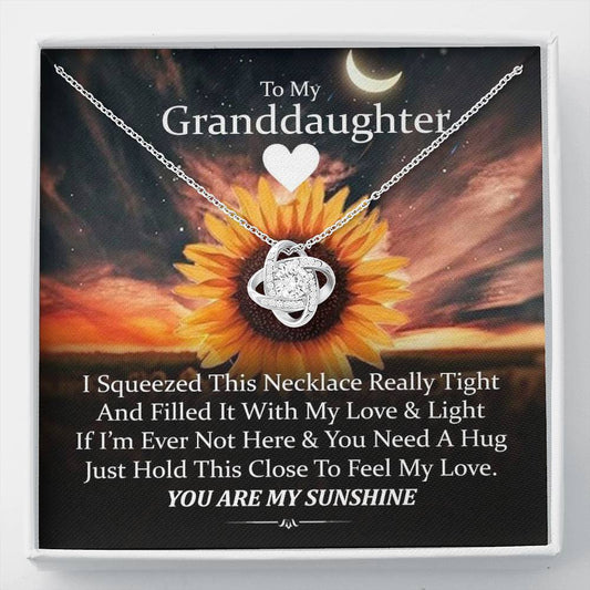 To My Grand Daughter - You Are My Sunshine | Handcrafted Artisan 14k Brilliant Gold Family Knot Necklace
