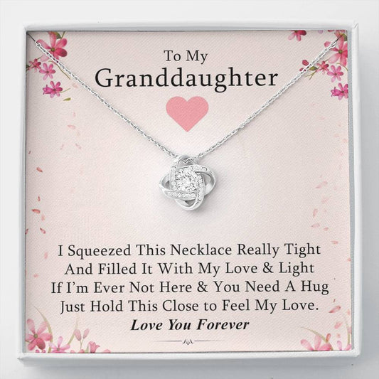 To My Grand Daughter - If You Need A Hug | Handcrafted 14k White Gold Family Knot Necklace