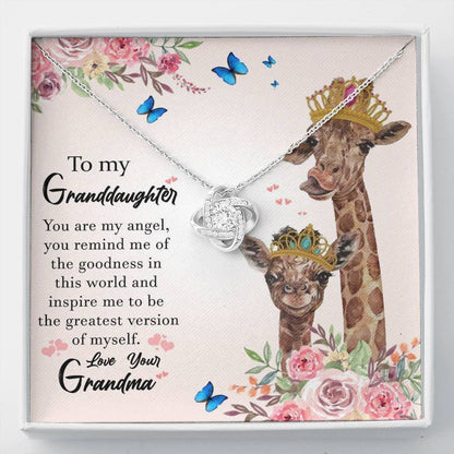 To My Grand Daughter - You are My Angel (Love Your Grandma) | Artisan Crafted 14k Brilliant Gold Family Knot Necklace