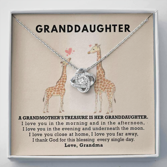 To My Grand Daughter - A Grand Mother's Treasure | Handcrafted 14k White Gold Family Knot Necklace