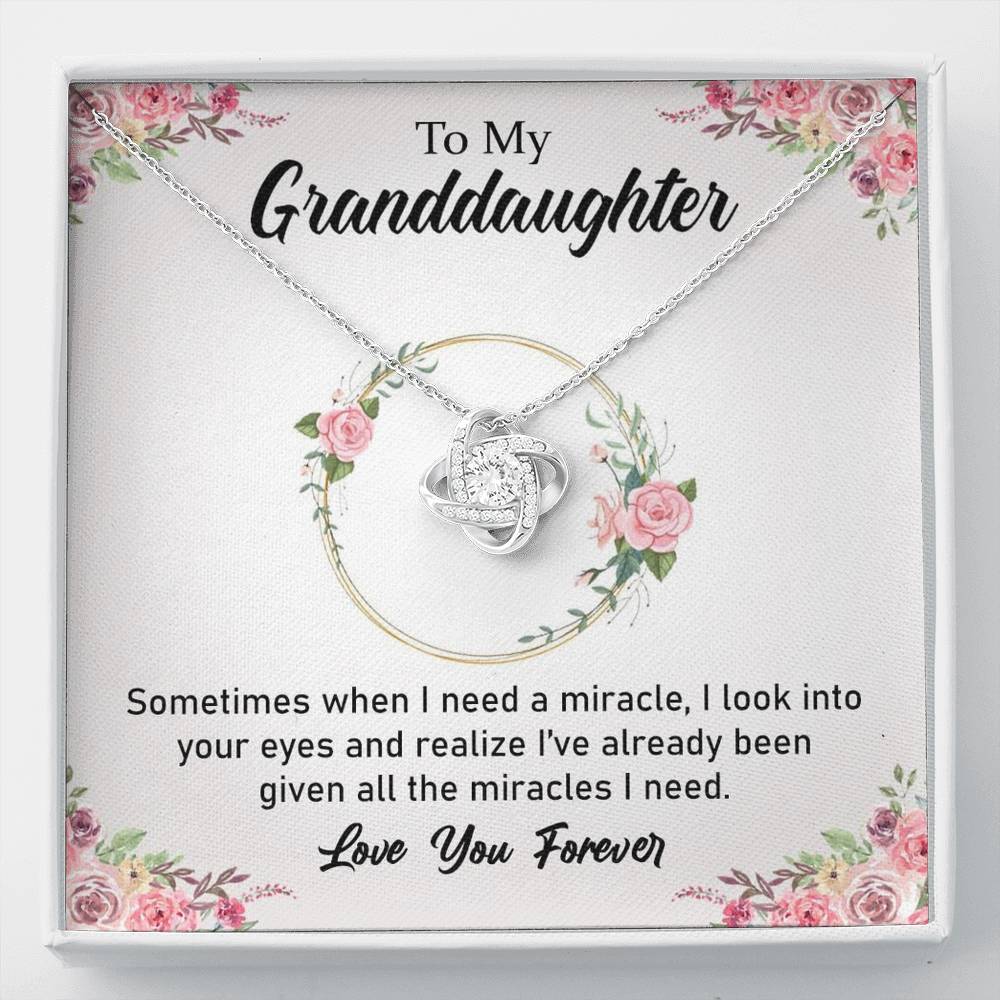 To My Grand Daughter - When I Need A Miracle | Artisan Crafted 14k Brilliant Gold Family Knot Necklace