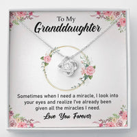 To My Grand Daughter - When I Need A Miracle | Artisan Crafted 14k Brilliant Gold Family Knot Necklace