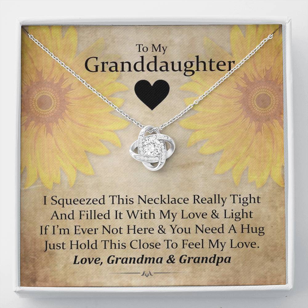 To My Grand Daughter - If I'm Ever Not Here ( Love Grandma & Grandpa) | Stunning Handcrafted 14k Brilliant Gold Family Knot Necklace