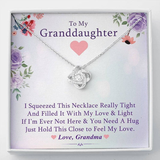 To My Grand Daughter - If I'm Not Here (Purple Floral Card) | Handcrafted 14k Brilliant Family Knot Necklace