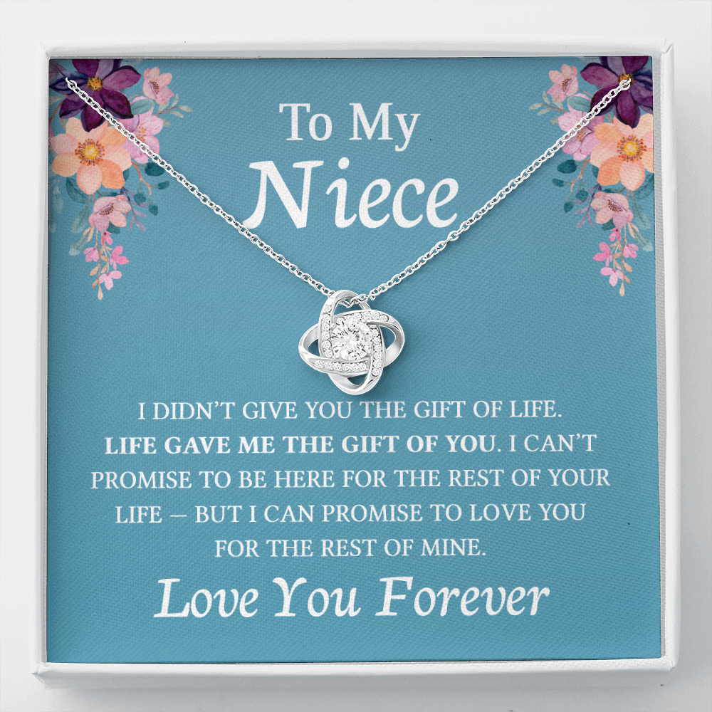 Necklace for Niece | 14k White Gold & Stainless Steel With Box and Poem Card (Blue)