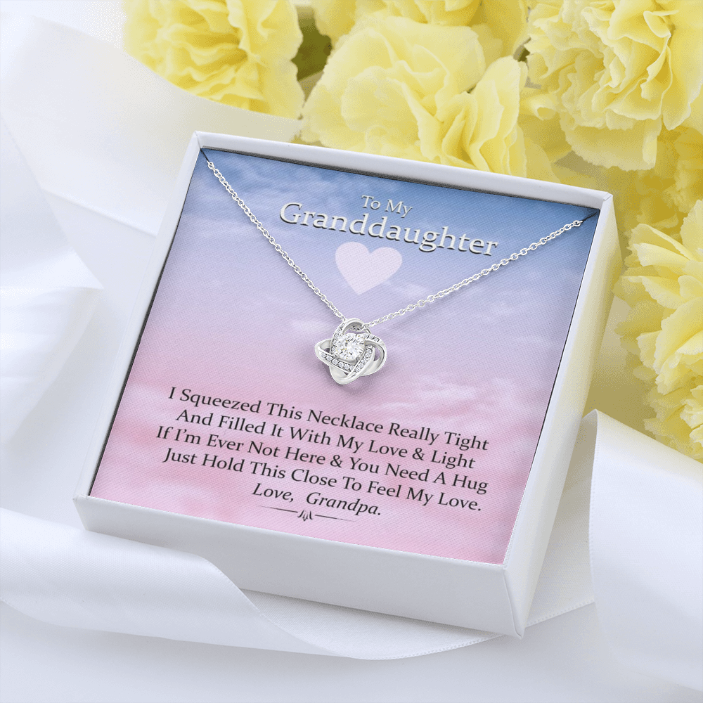 To My Grand Daughter - If I'm Not Here (Love Grandpa) | Artisan Crafted 14k Brilliant Gold Family Knot Necklace