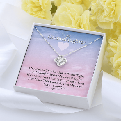 To My Grand Daughter - If I'm Not Here (Love Grandpa) | Artisan Crafted 14k Brilliant Gold Family Knot Necklace