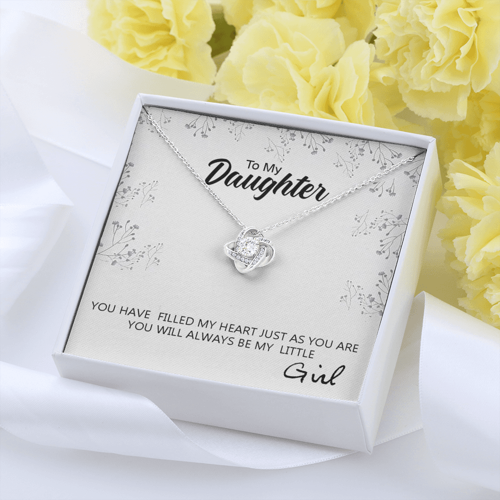 To My Daughter - Always Be My Little Girl | Artisan Crafted 14k Brilliant Gold Family Knot Necklace
