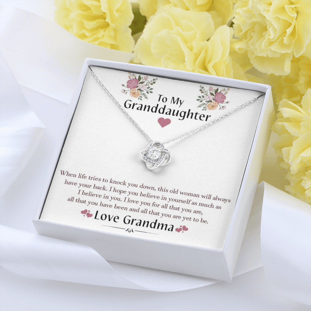 To My Grand Daughter - When Life Tries To Knock You Down | Artisan Crafted 14k Brilliant Gold Family Knot Necklace