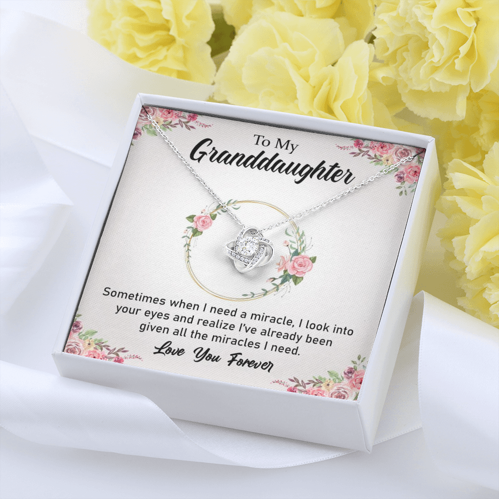 To My Grand Daughter - When I Need A Miracle | Artisan Crafted 14k Brilliant Gold Family Knot Necklace