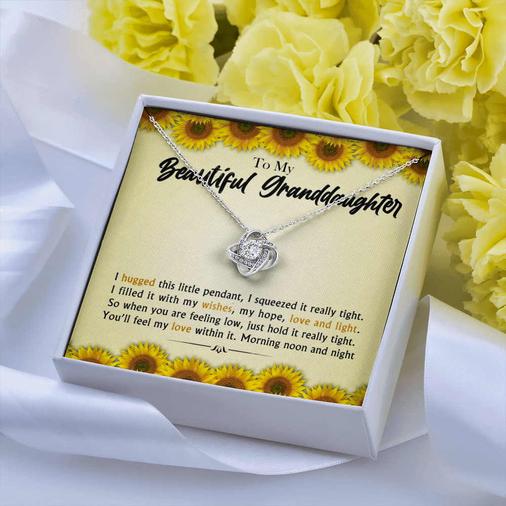 To My Beautiful Grand Daughter -  When You Are Feeling Low | Artisan 14K White Gold Family Knot Necklace