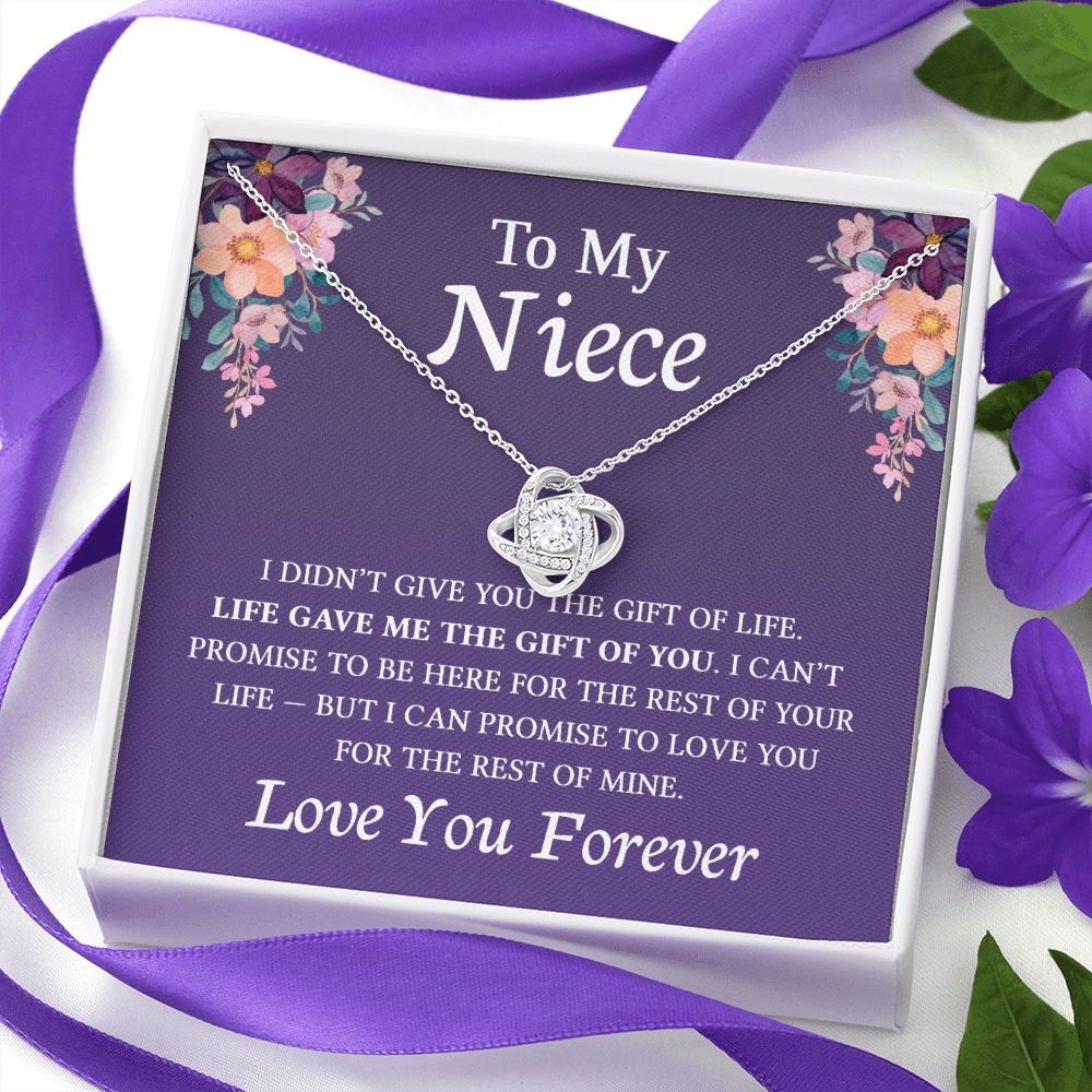 Necklace for Niece | 14k White Gold & Stainless Steel With Box and Poem Card (Purple)