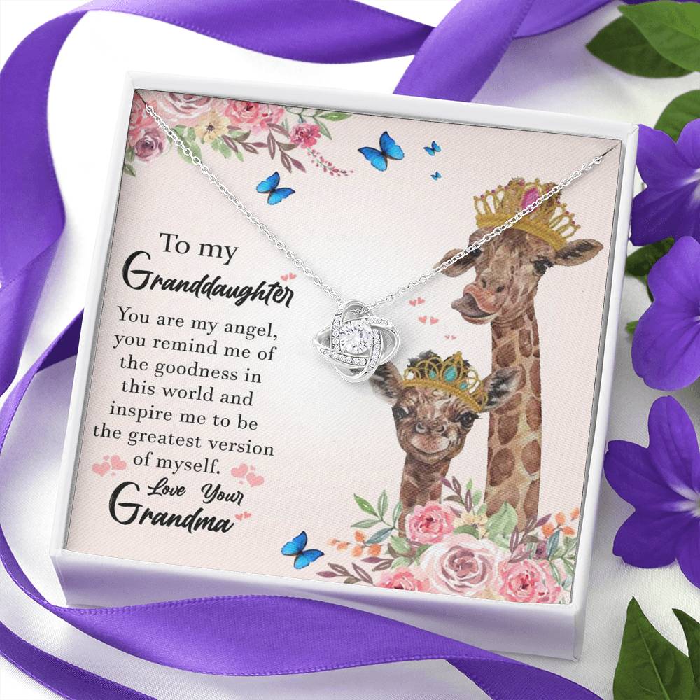 To My Grand Daughter - You are My Angel (Love Your Grandma) | Artisan Crafted 14k Brilliant Gold Family Knot Necklace