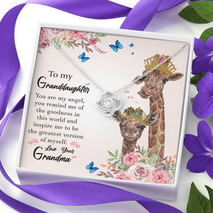 To My Grand Daughter - You are My Angel (Love Your Grandma) | Artisan Crafted 14k Brilliant Gold Family Knot Necklace