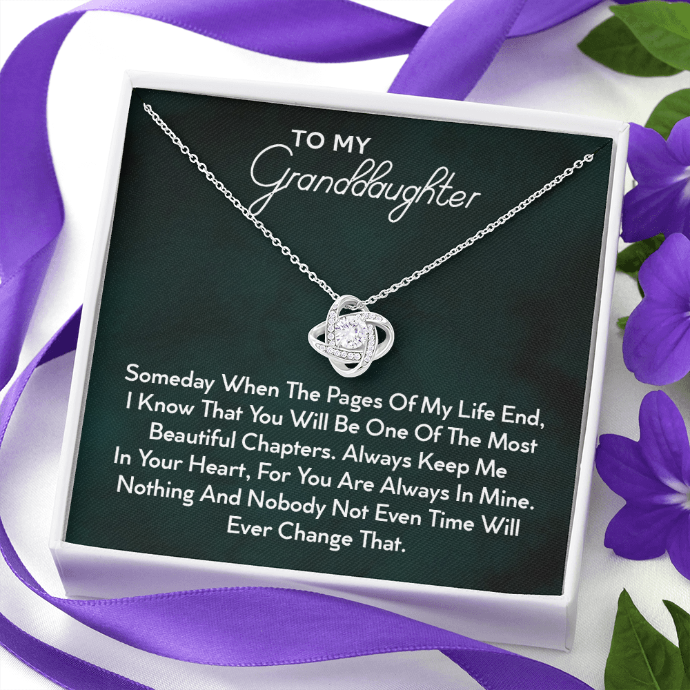 To My Granddaughter | Beautiful 14k White Gold Family Forever Love Knot | Granddaughter Keepsake Gift w/ Message Card