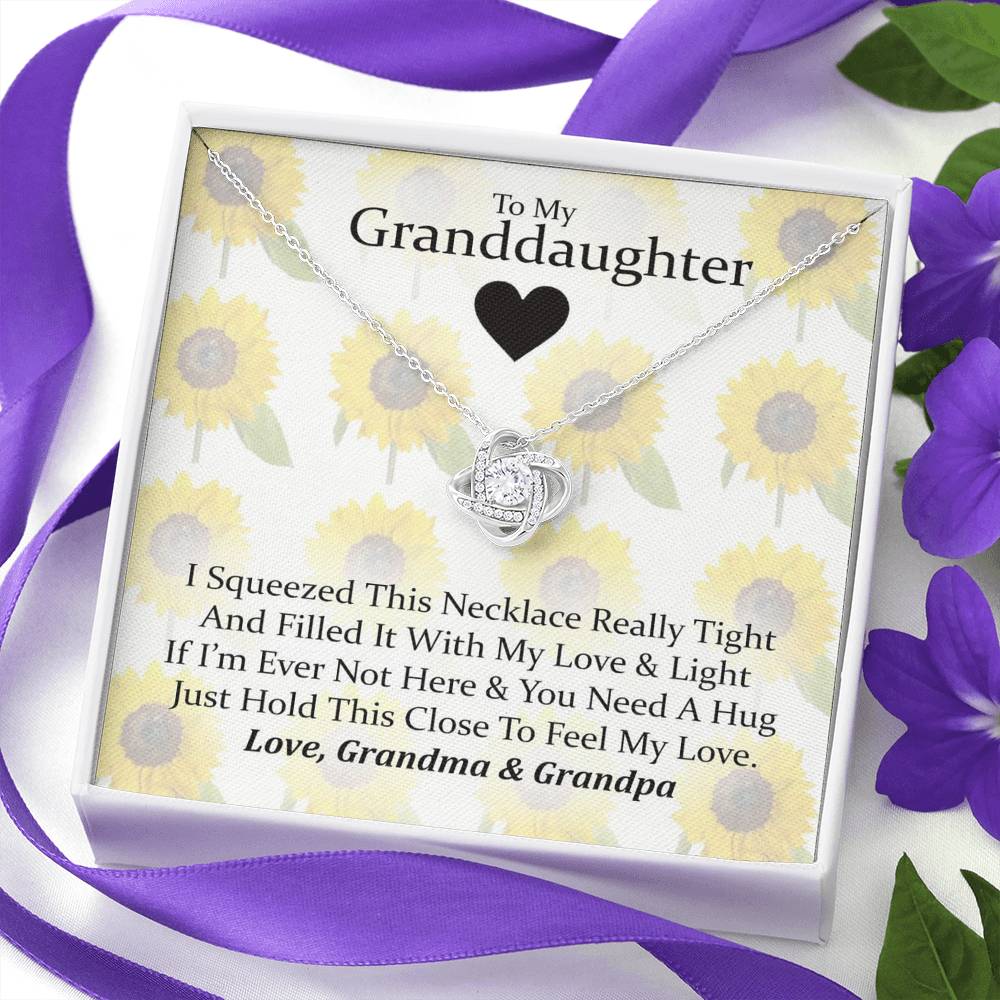 To My Grand Daughter - If I'm Ever Not Here (Love Grandma & Grandpa) | Artisan Crafted 14k Brilliant Gold Family Knot Necklace