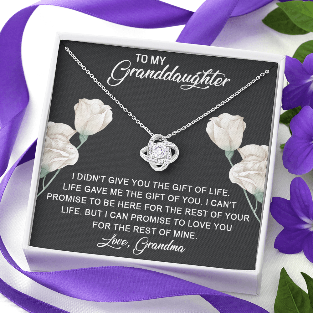 To My Granddaughter | Beautiful 14k White Gold Family Forever Love Knot | Granddaughter Keepsake Gift w/ Message Card