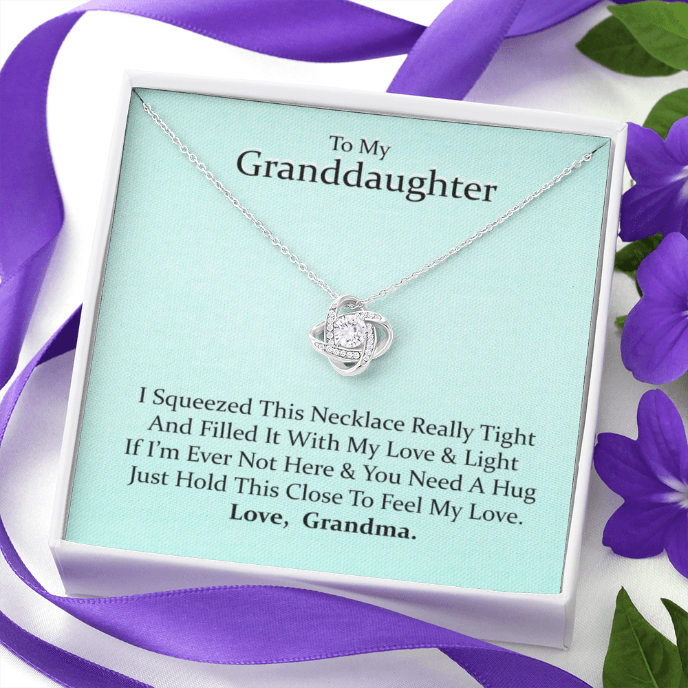 To My Granddaughter - I Love You Forever and More | Beautiful 14k White Gold Family Forever Love Knot | Granddaughter Keepsake Gift w/ Message Card