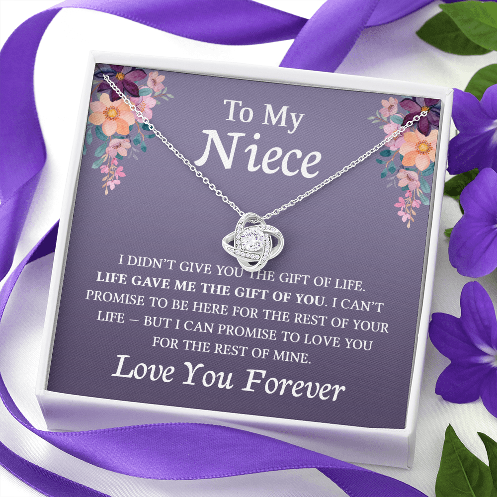 Necklace for Niece | 14k White Gold & Stainless Steel With Box and Poem Card (Lilac)