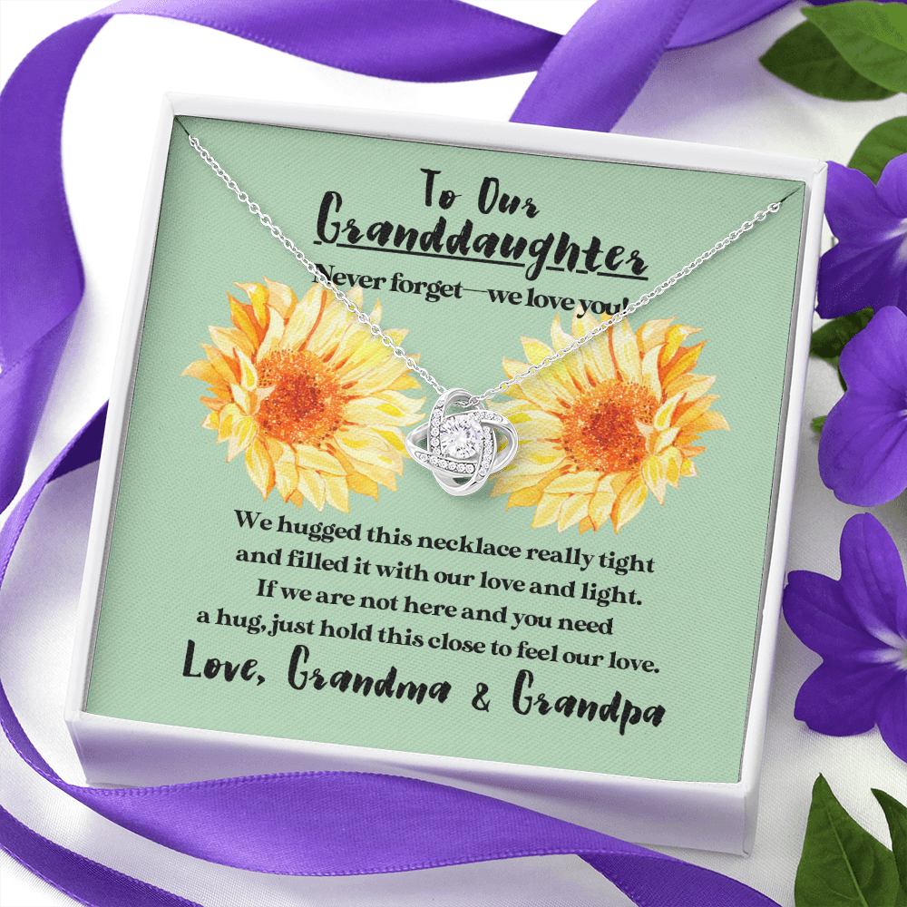 To Our Granddaughter - Love and Light (Green) | Beautiful 14k White Gold Family Forever Love Knot