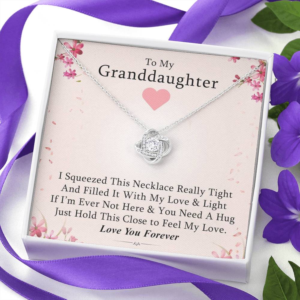 To My Grand Daughter - If You Need A Hug | Handcrafted 14k White Gold Family Knot Necklace