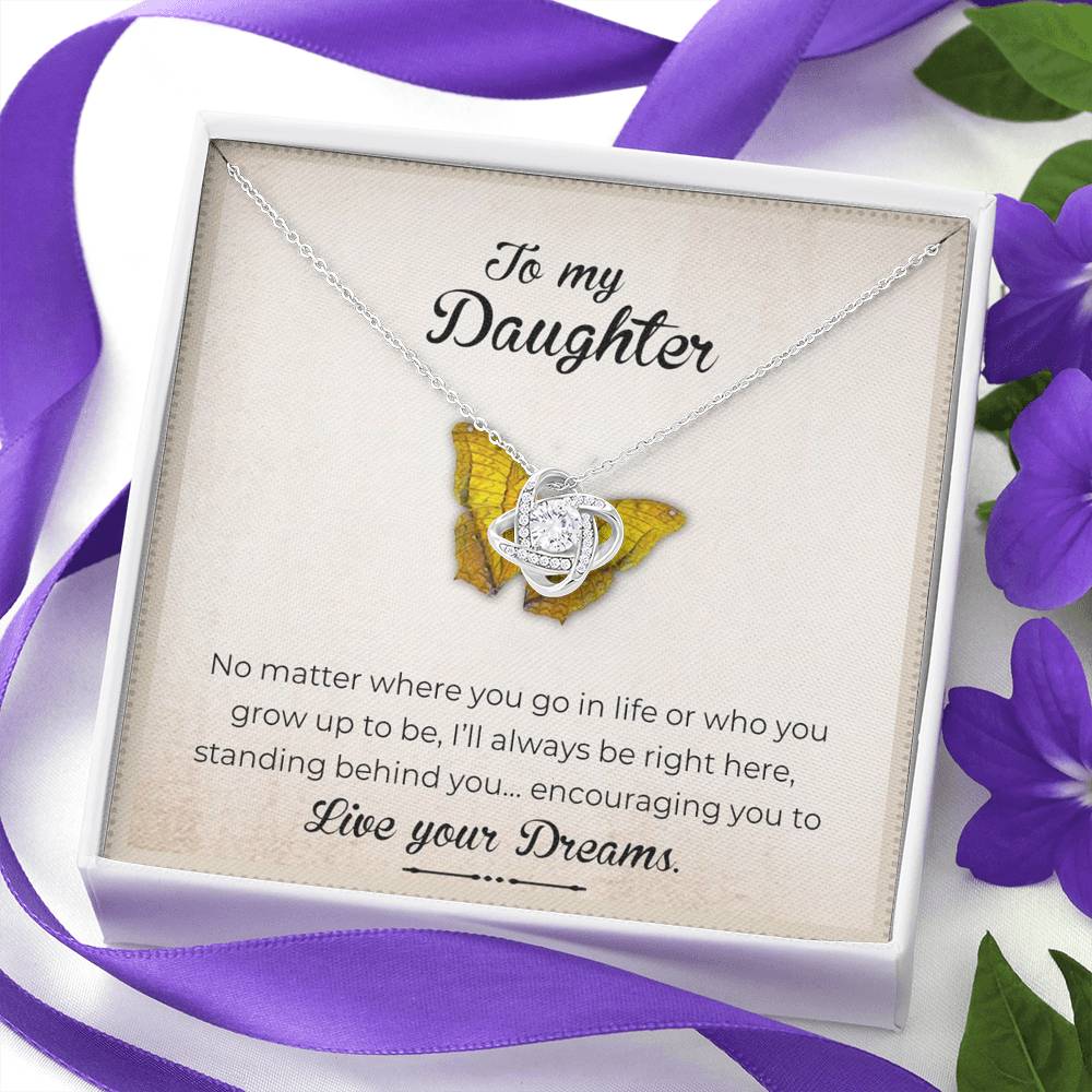 To My Daughter - Live Your Dreams | Artisan Crafted 14k Gold Family Knot Necklace